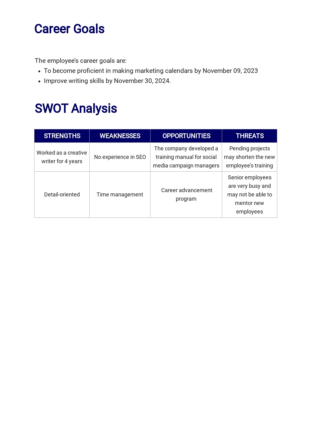 Skills Development Plan Template [Free PDF] Word (DOC) Google Docs