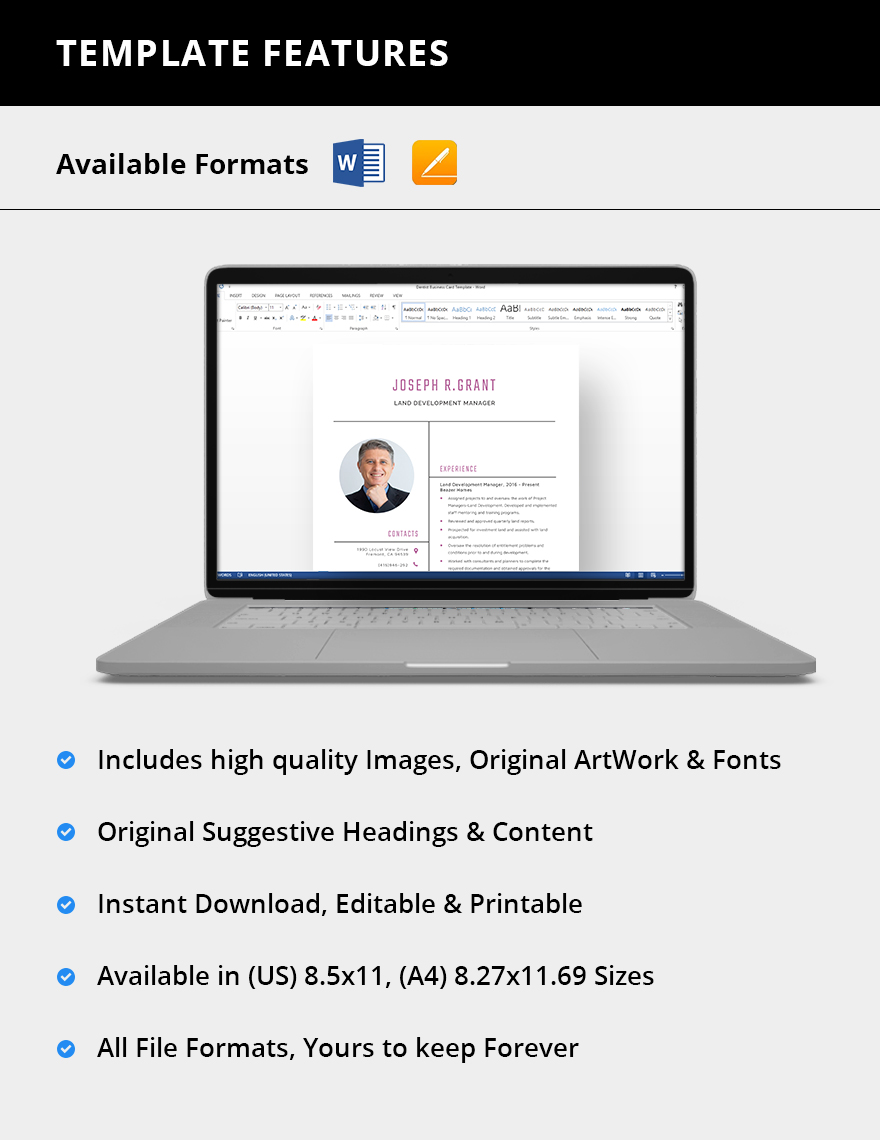 Land Development Manager Resume in Pages, Word Download
