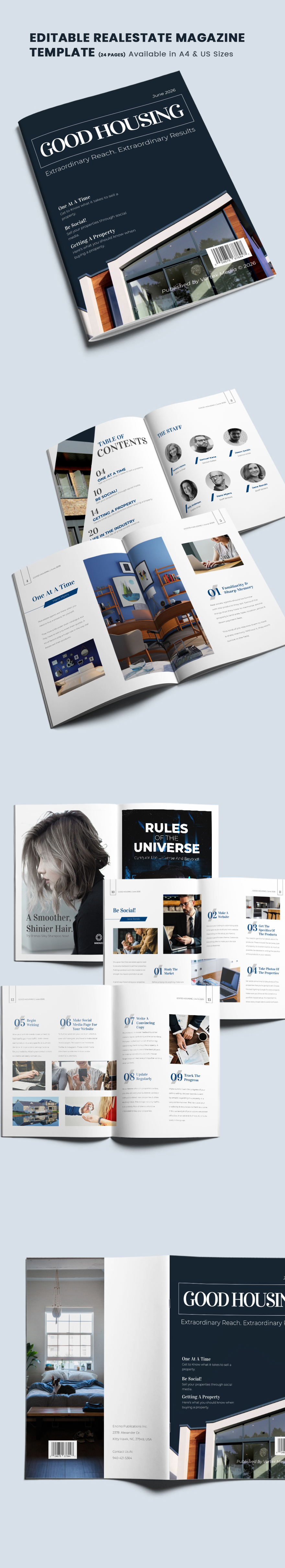 Editable Real Estate Magazine Template InDesign, Word, Apple Pages