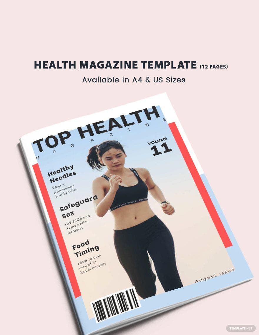 Simple Health Magazine Template in InDesign, Word, Publisher, Pages