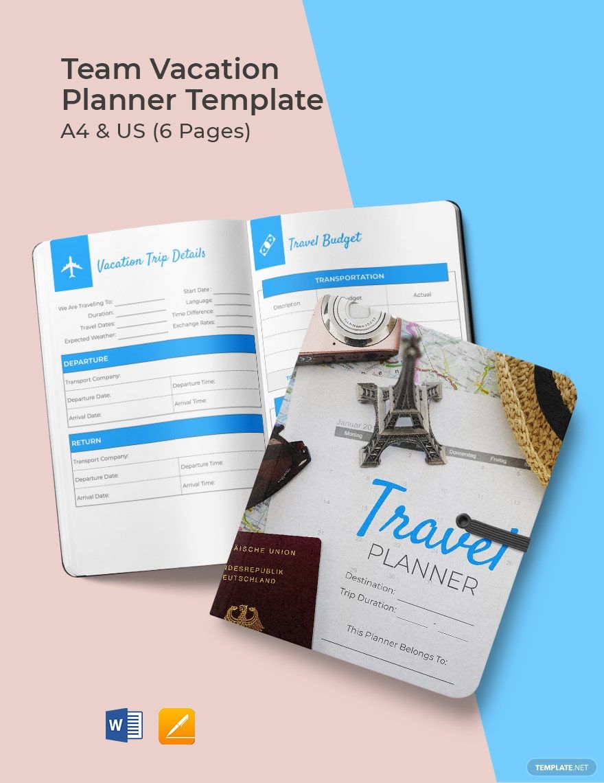 Simple Vacation Planner Template in Word, Pages, Google Docs, PDF