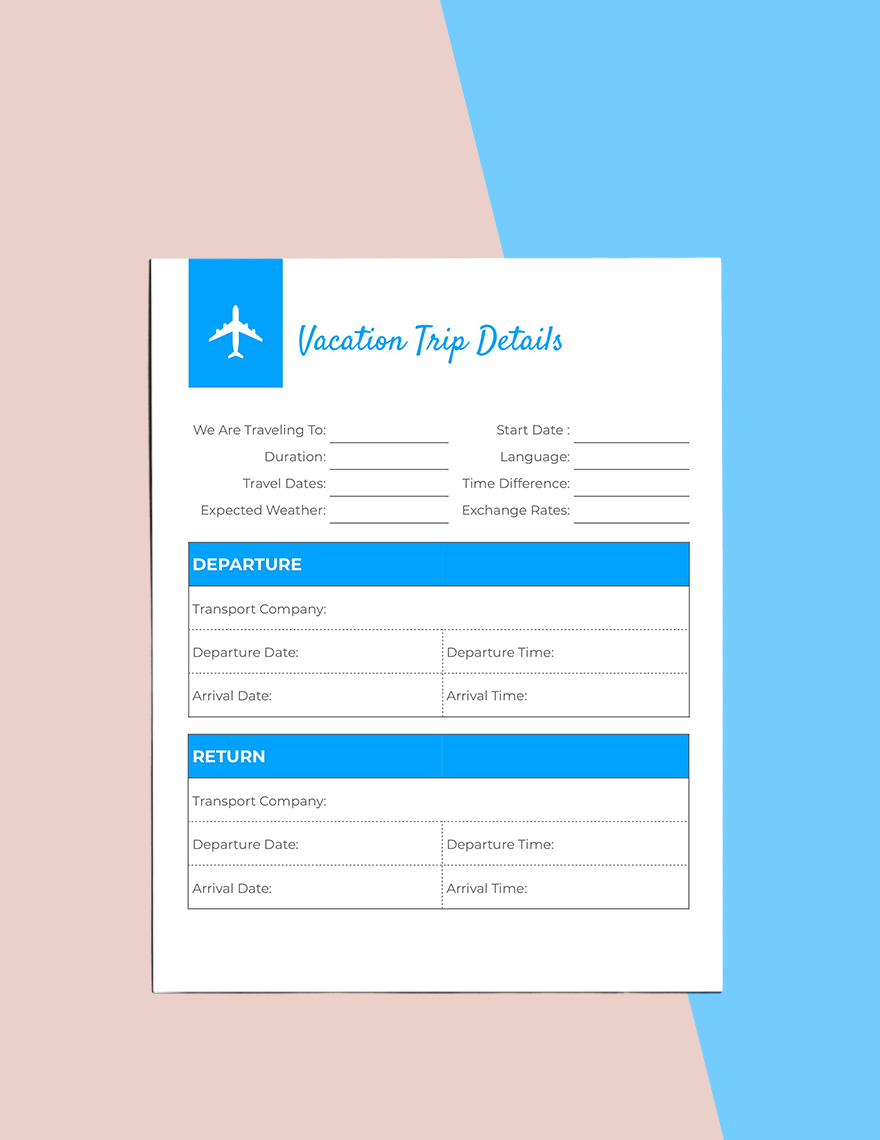 Team Vacation Planner Template in MS Word, Pages, GDocsLink, Portable