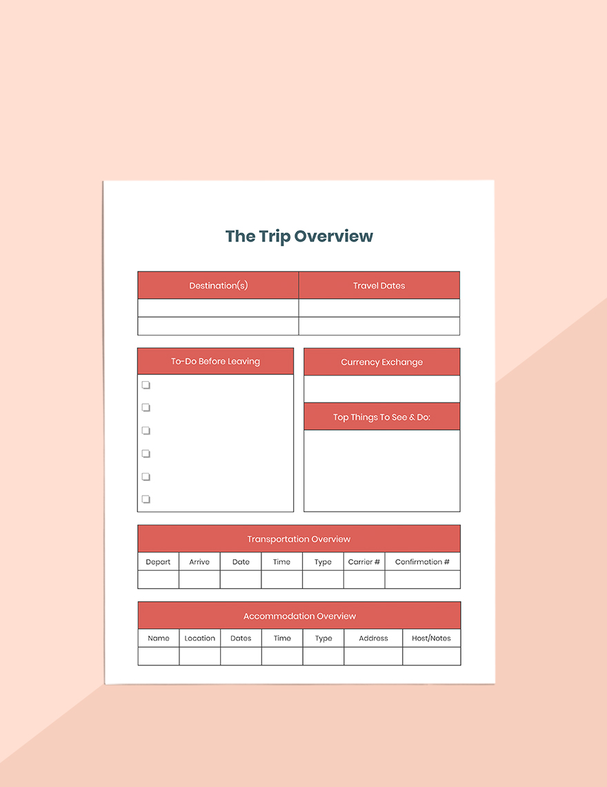 Basic Travel Planner Template in Pages, Word, PDF Download