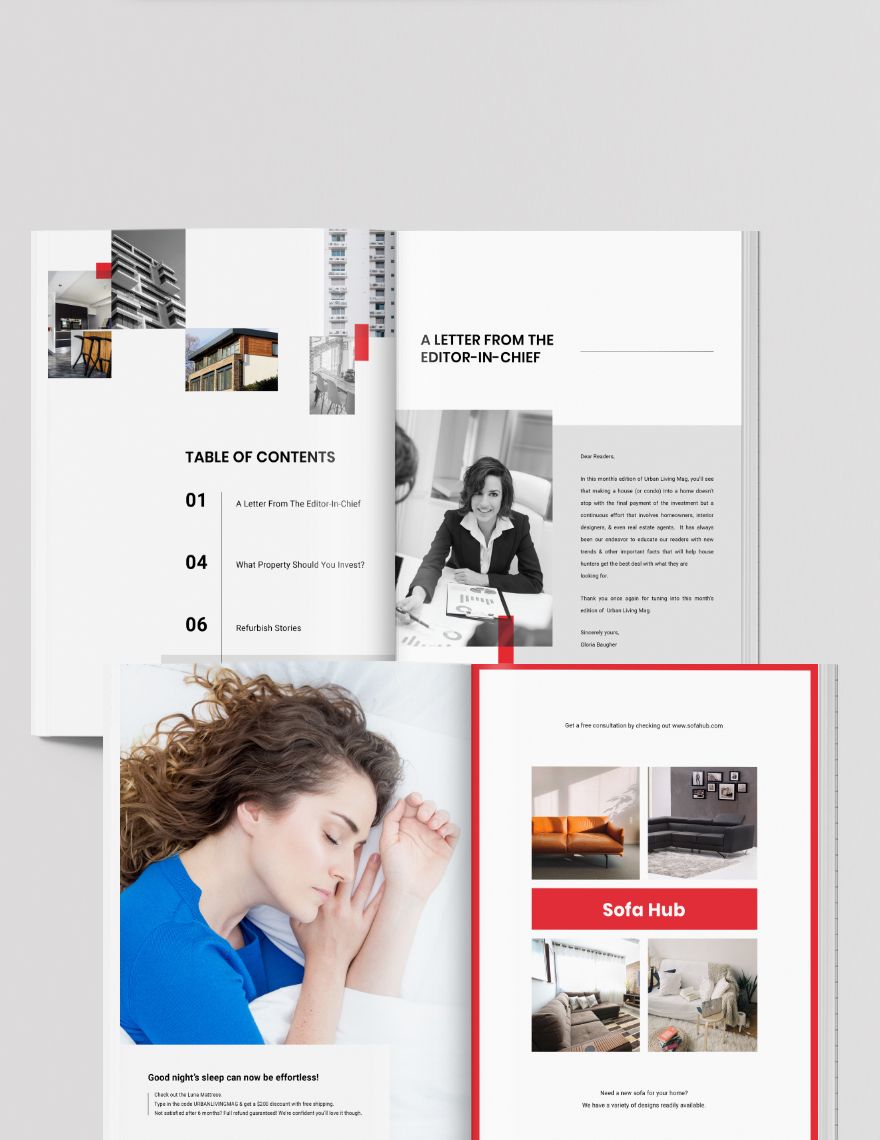 Layout Real Estate Magazine Template in InDesign, Word, Publisher