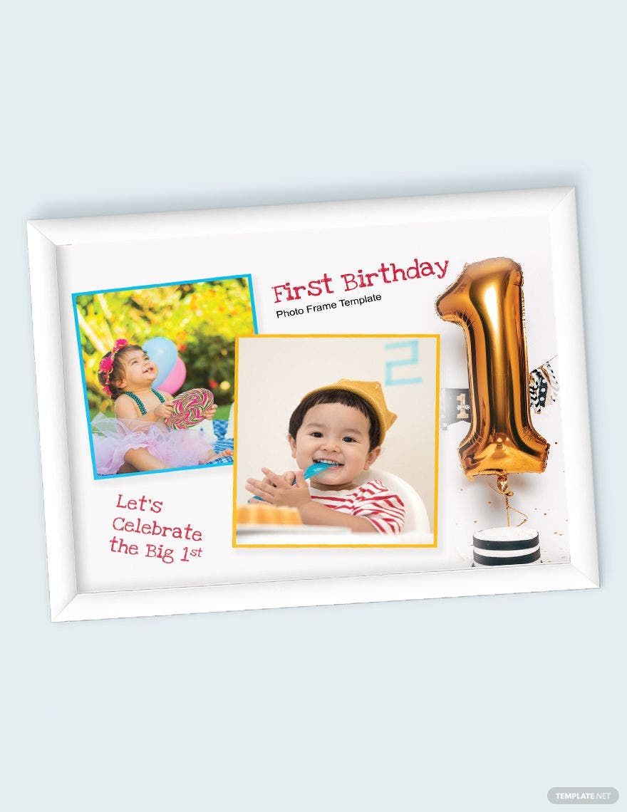 First Birthday Photo Frame Template in PSD, Word Download