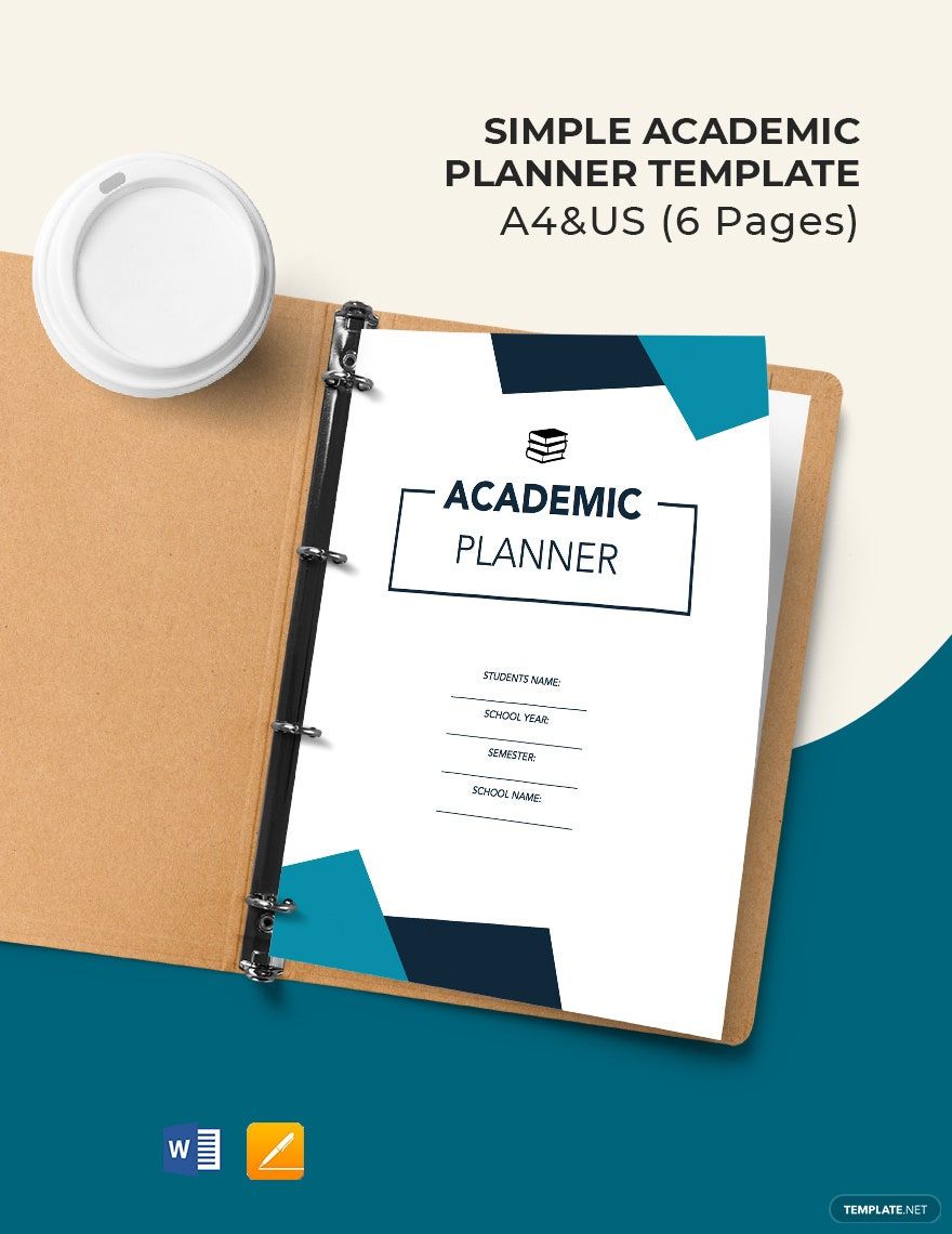 Blank Academic Planner Template in Apple Pages, Word, PDF Download