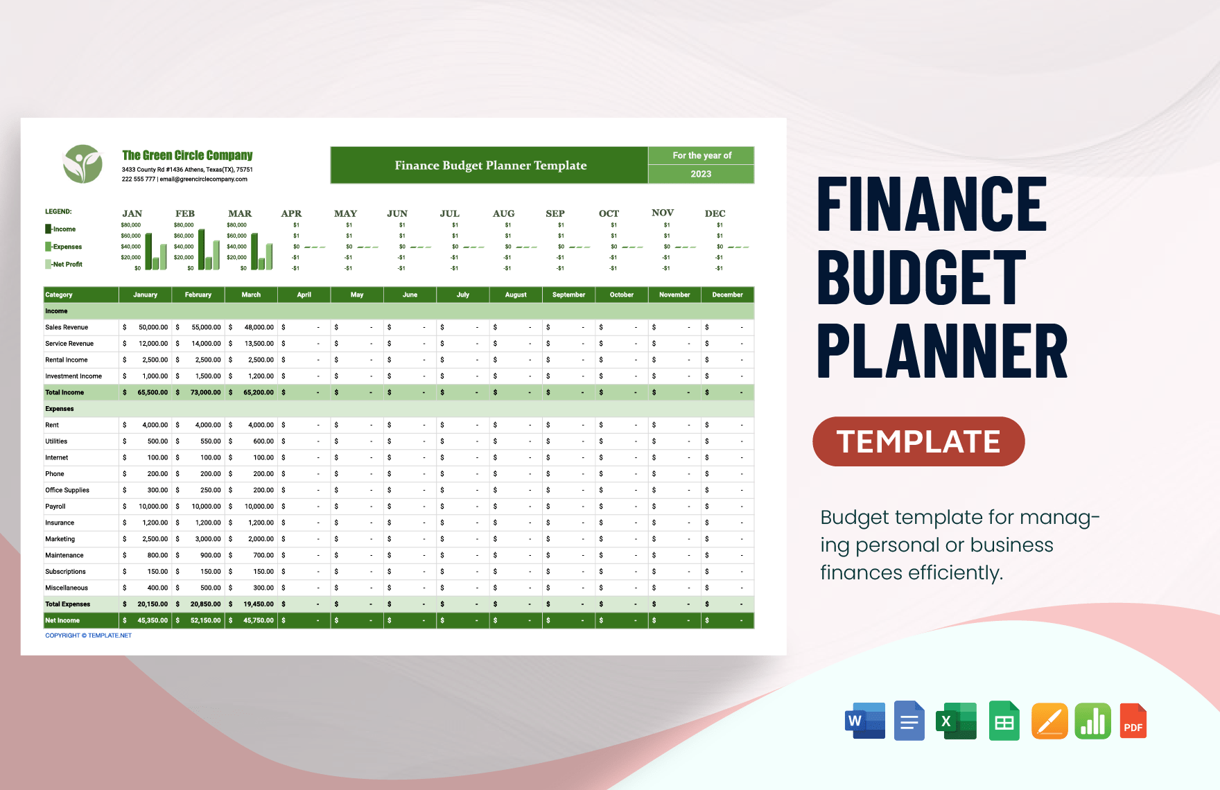 Monthly Budget Planner in Excel, Google Sheets Download
