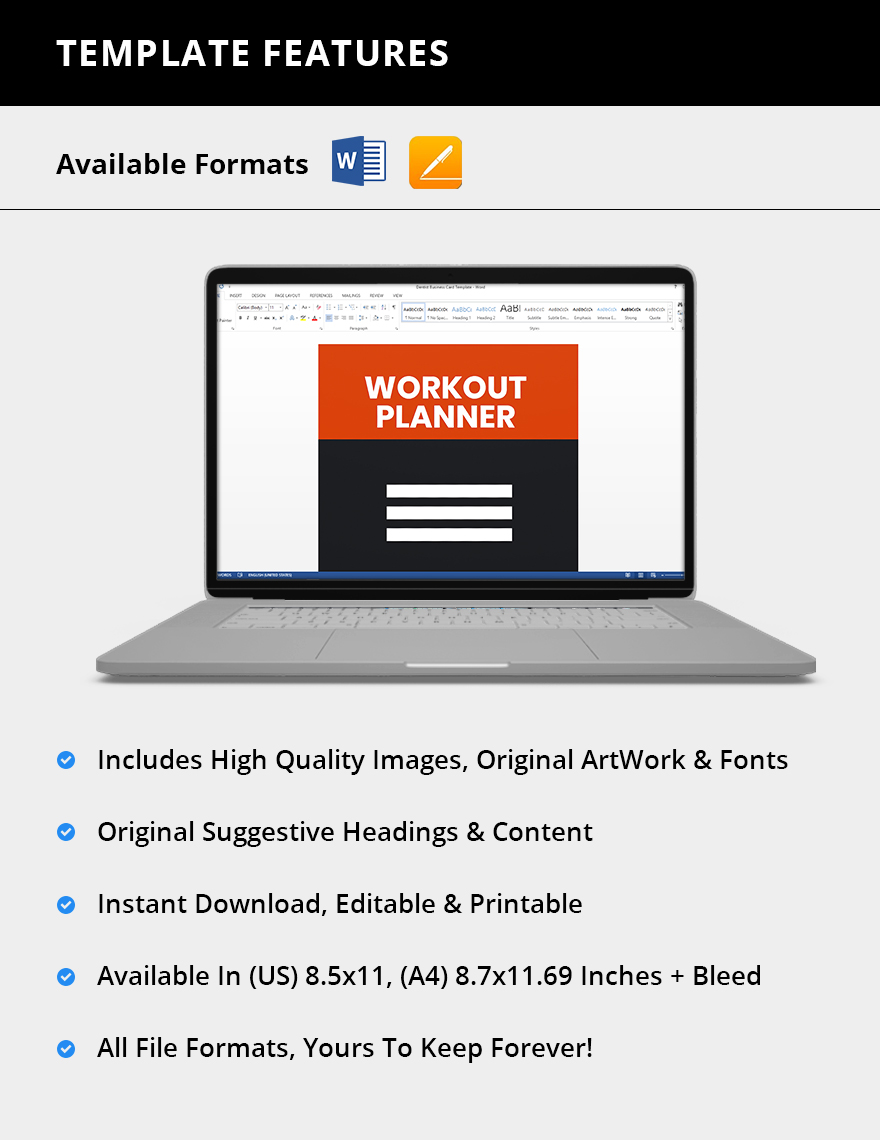 Sample Workout Planner Template in Pages, Word, PDF Download