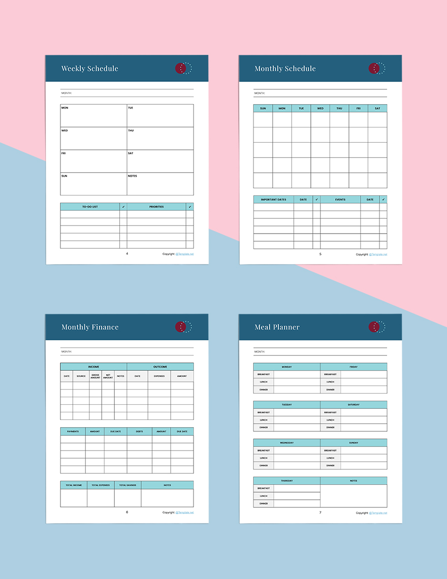 Printable Journal Planner Template in Word, Apple Pages, Google Docs, PDF Download