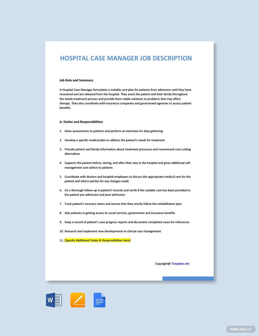 Case Manager Template in PDF FREE Download