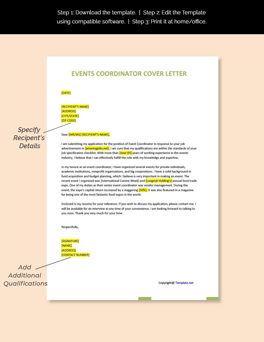 Event Coordinator Cover Letter in Word, Pages, PDF, Google Docs
