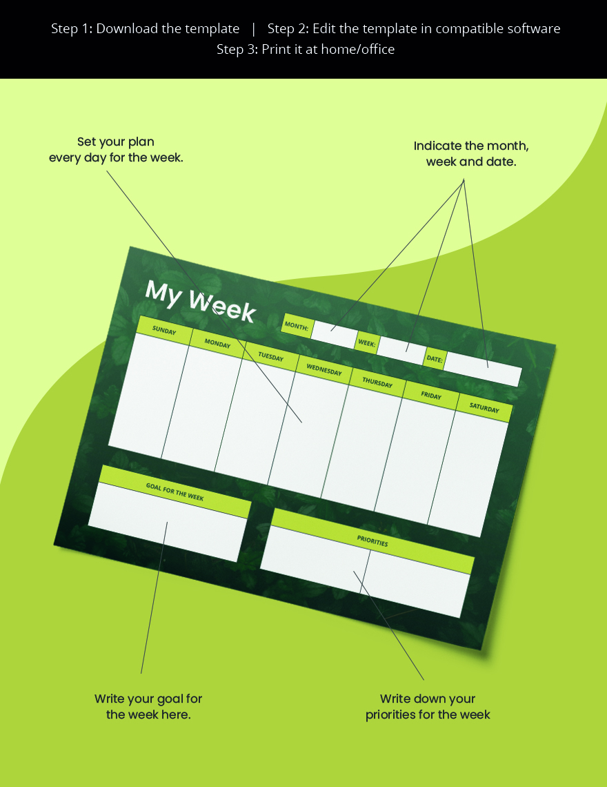 Weekly Desk Planner Template in Word, Pages, PDF Download