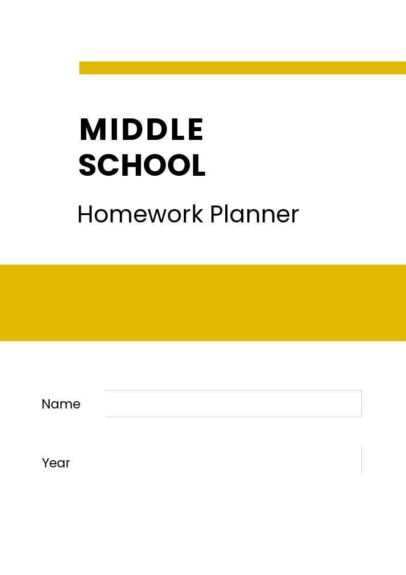 Free Middle School Homework Planner Template