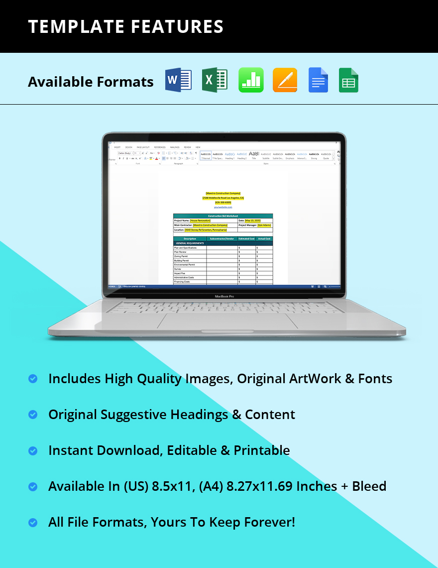 Free Free Basic Construction Worksheet Template Excel, Word, Apple