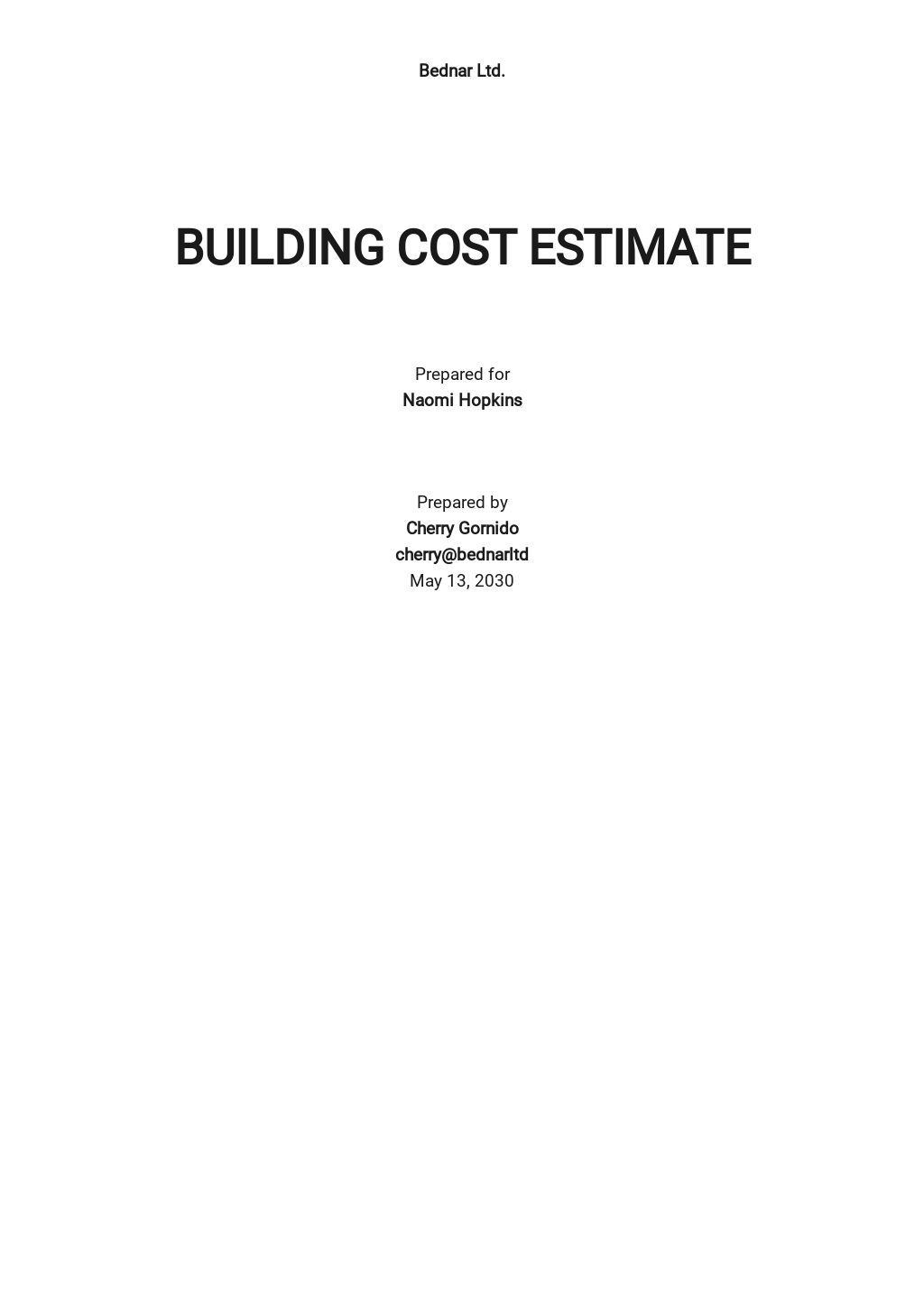 Cost Estimate Templates in Microsoft Excel (XLS)