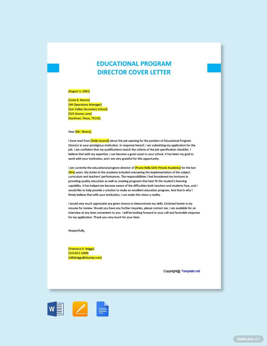FREE Program Director Templates Download in Word, Google Docs, PDF