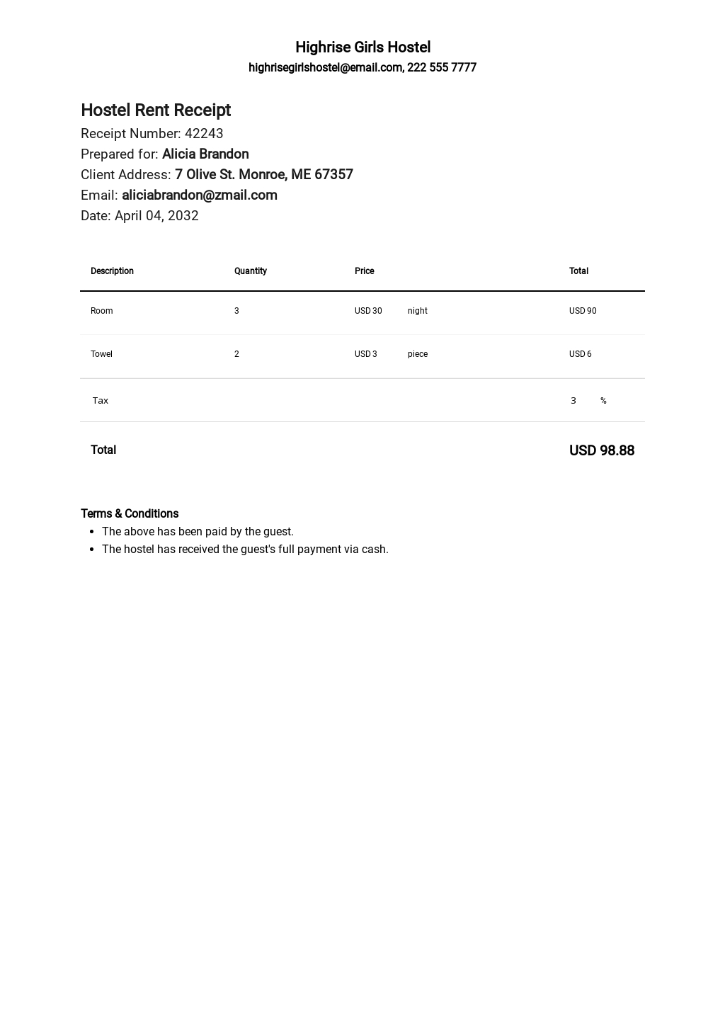 FREE Rent Receipt Templates in Adobe PDF