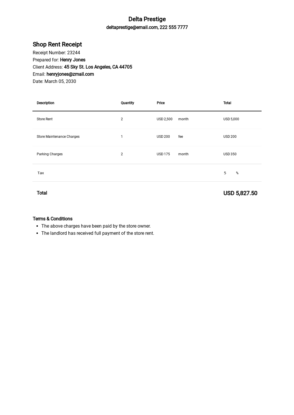 Shop Rent Receipt Format Template [Free PDF] Word Excel Apple