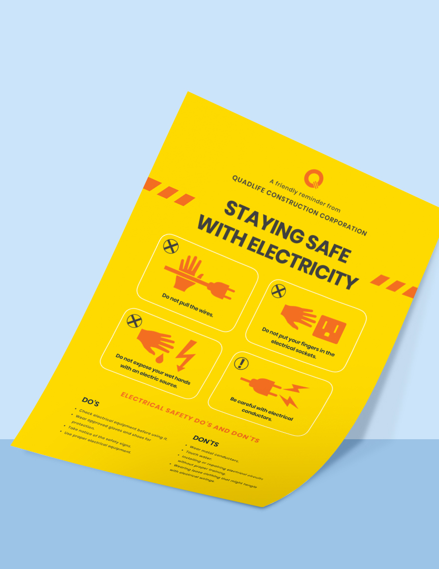 Electrical Safety Poster Template in InDesign, Word, PSD, Pages