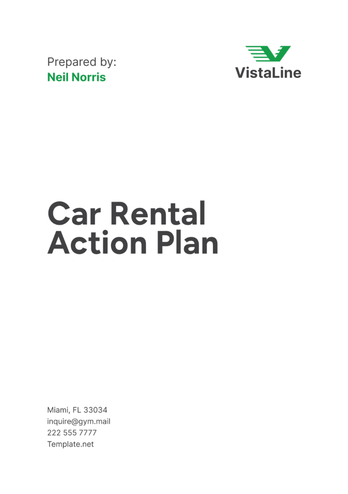 Car Rental Action Plan Template