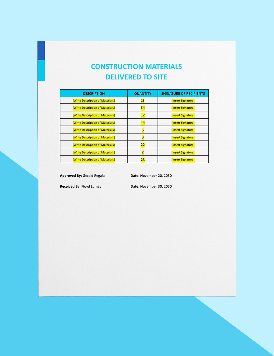 Daily Construction Worksheet Template in Word, Pages, Excel, Numbers