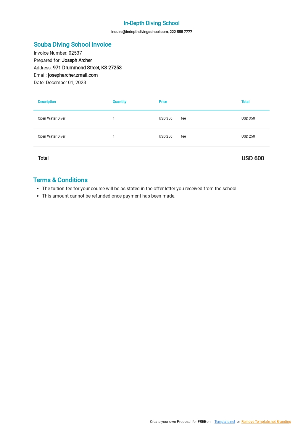 11+ FREE School Invoice Templates [Edit & Download]