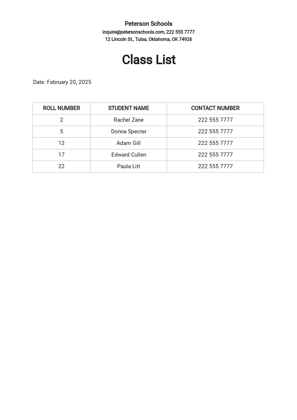 Material List Template [Free PDF] Google Docs, Word