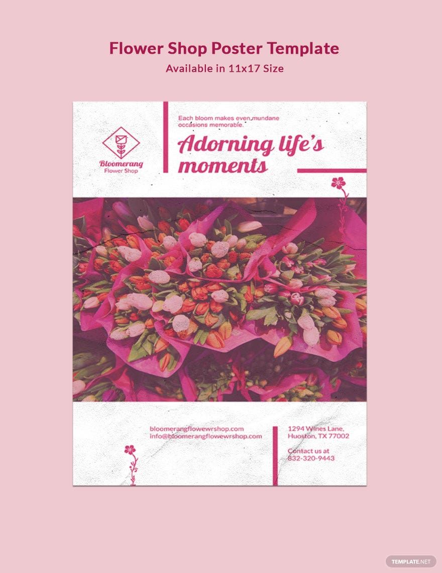 Flower Shop Poster Template in PSD, Illustrator, InDesign, Word