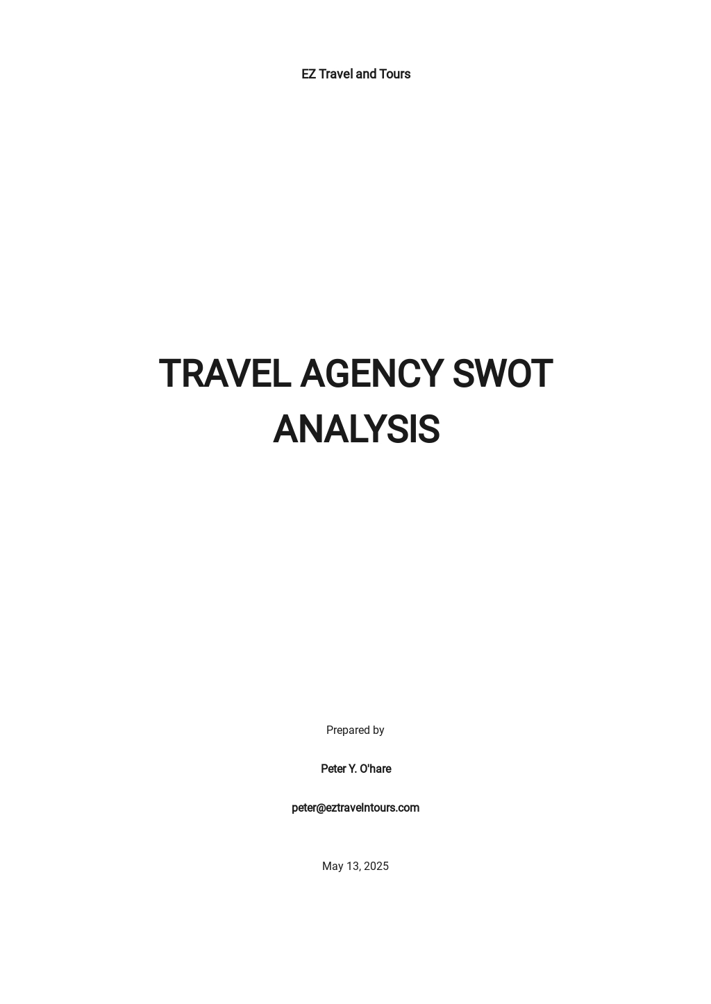 Travel Agency SWOT Analysis Template [Free PDF] Word Apple Pages