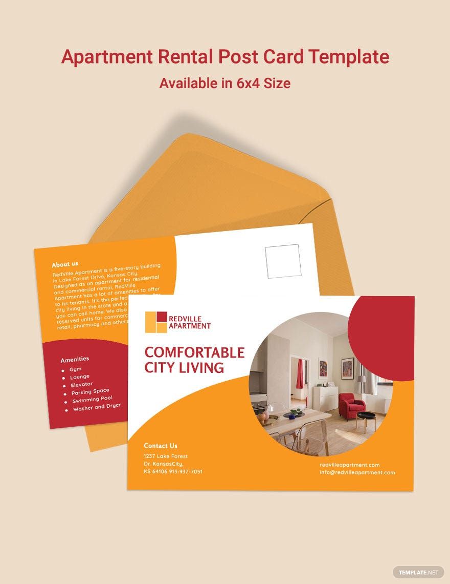 Apartment Rental Postcard Template in Pages, InDesign, Publisher, Illustrator, PSD, Word, PDF