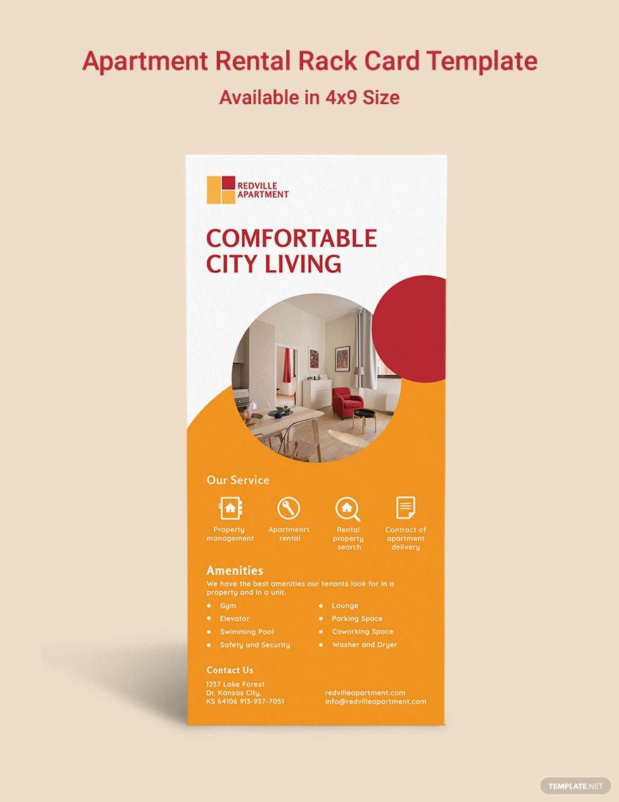 Apartment Rental Rack Card Template in Word, PSD, Illustrator, Pages