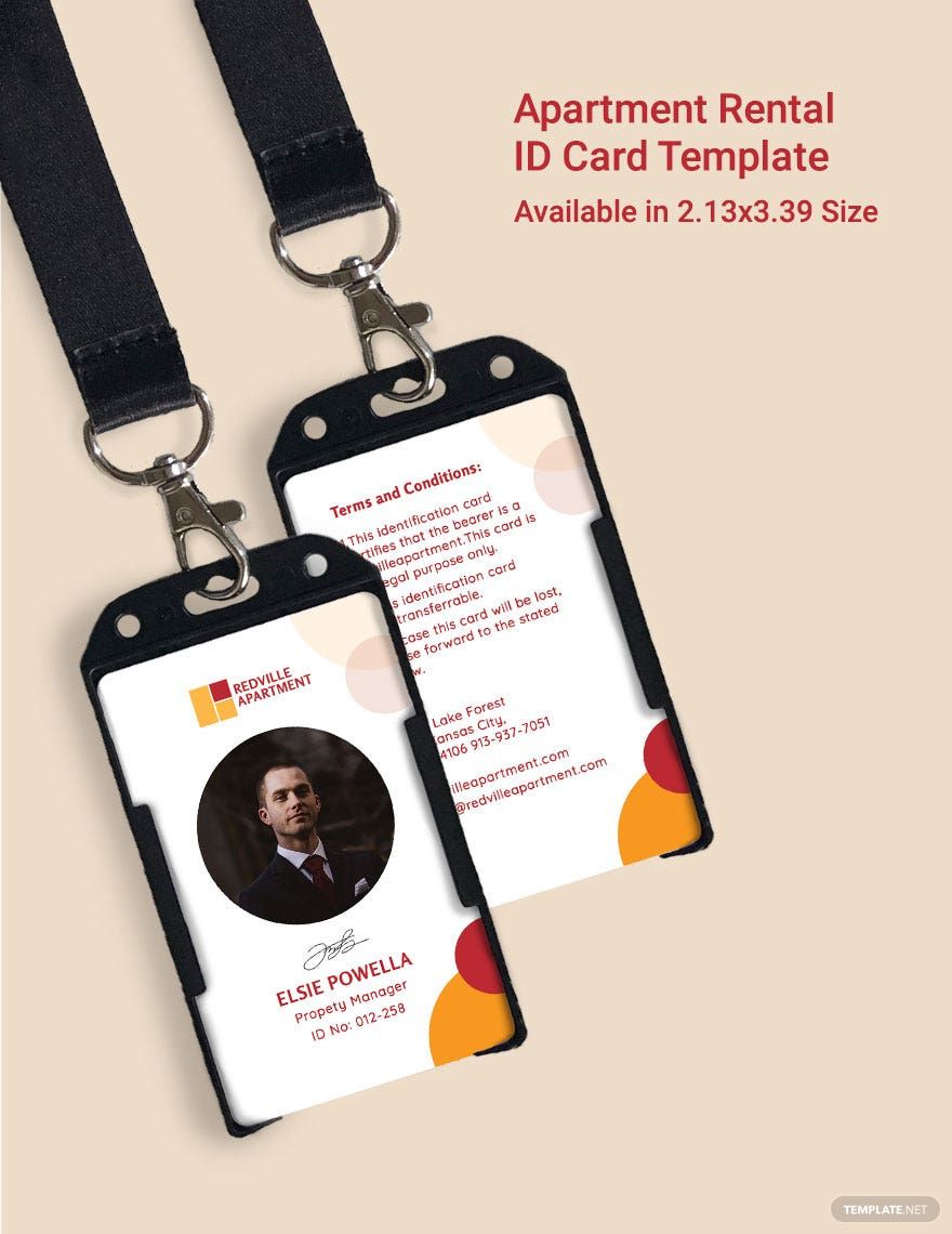 Apartment Rental ID Card Template in Pages, Word, Illustrator