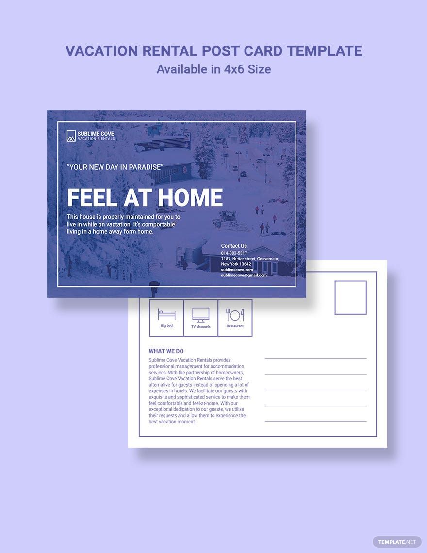 Vacation Rental Postcard Template in PSD, InDesign, Publisher, Pages