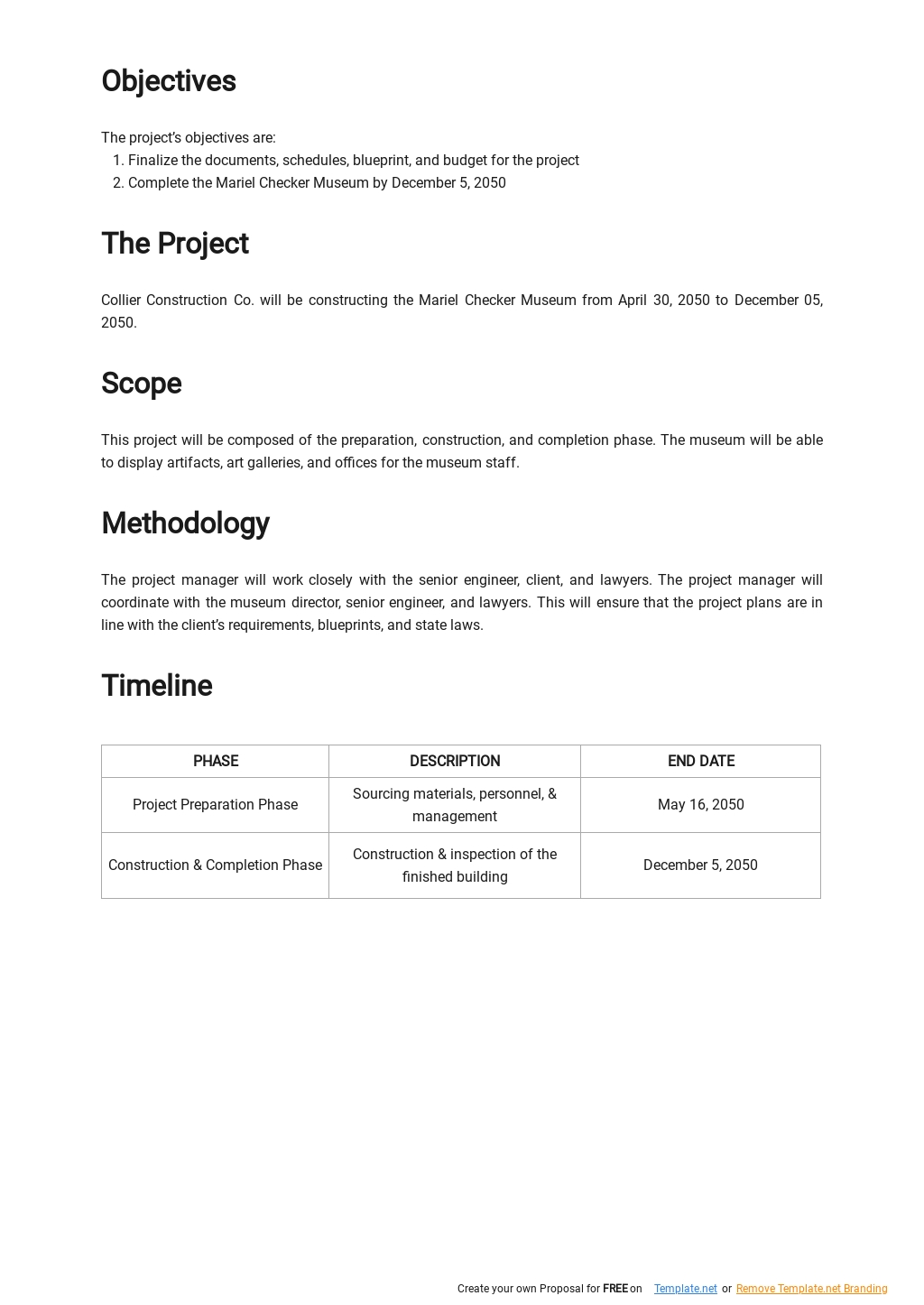 Sample Construction Plan Template Google Docs, Word, Apple Pages, PDF