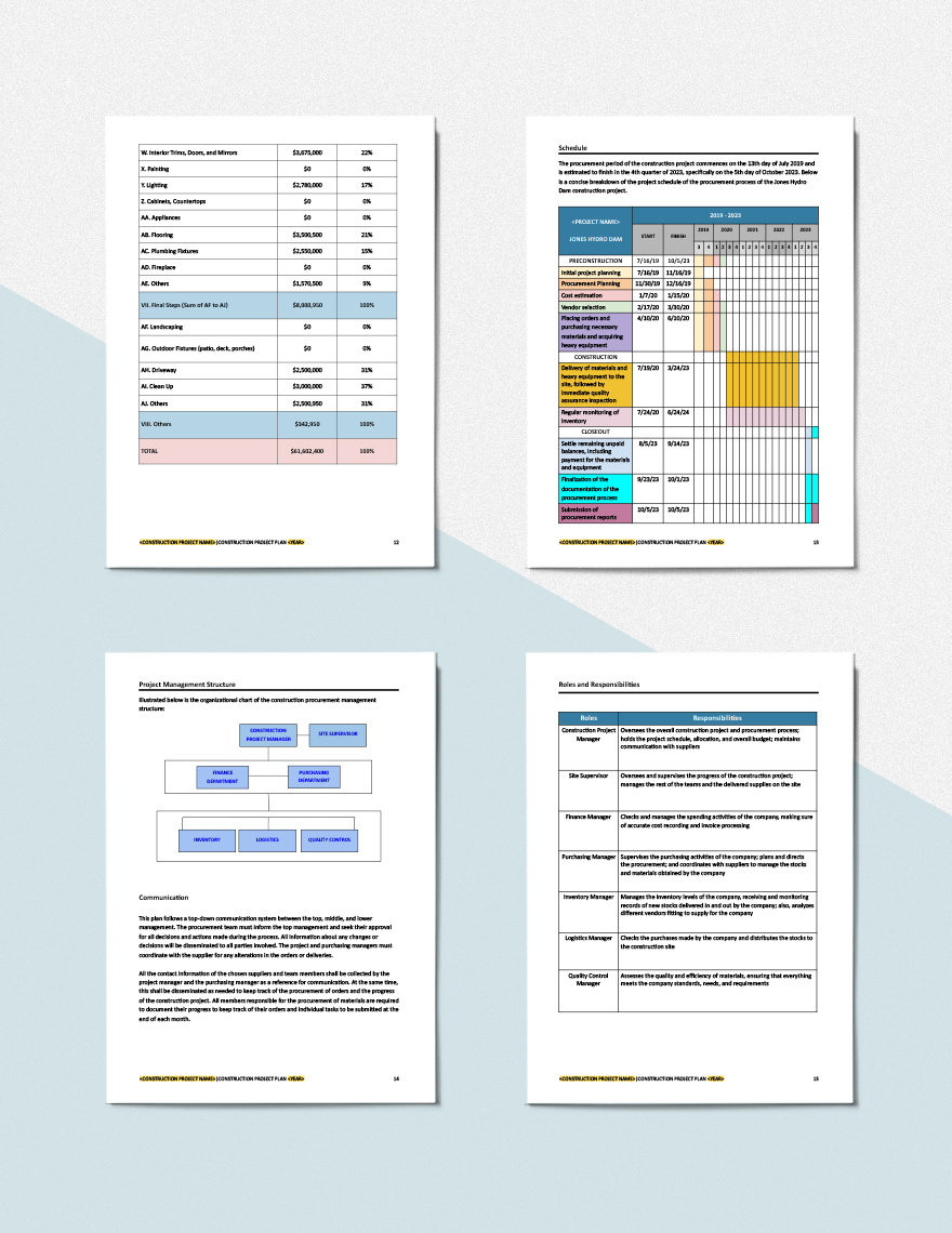 Construction Procurement Management Plan Template in Pages, Word