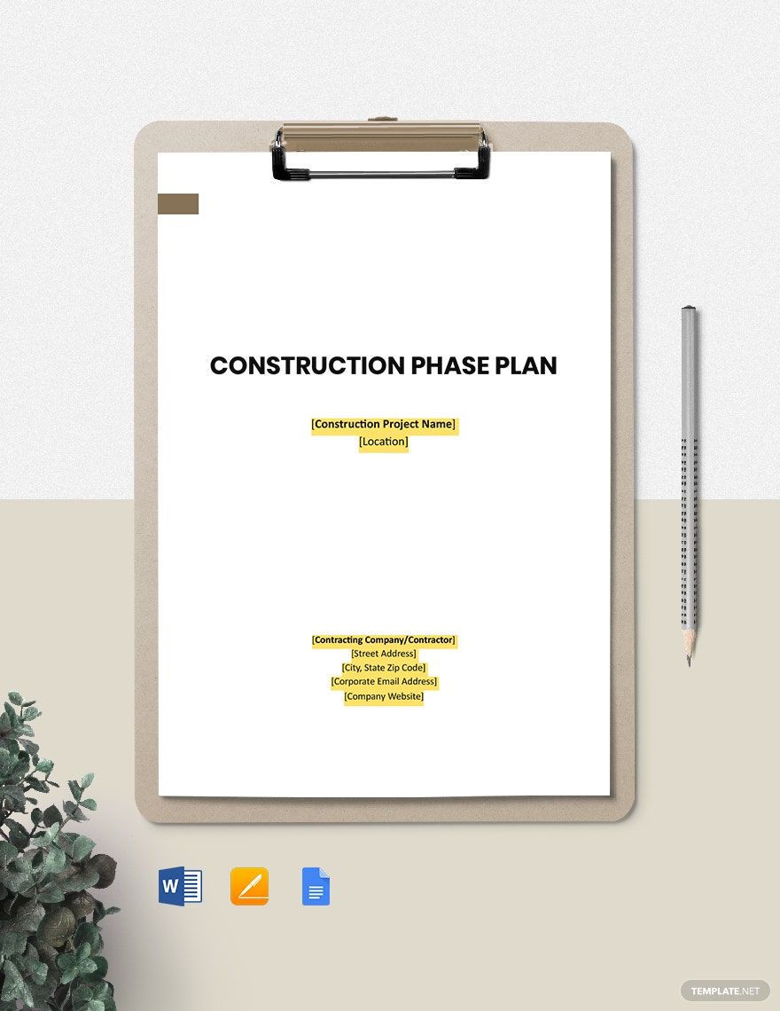 Construction Project Site Specific Safety Plan Template Google Docs
