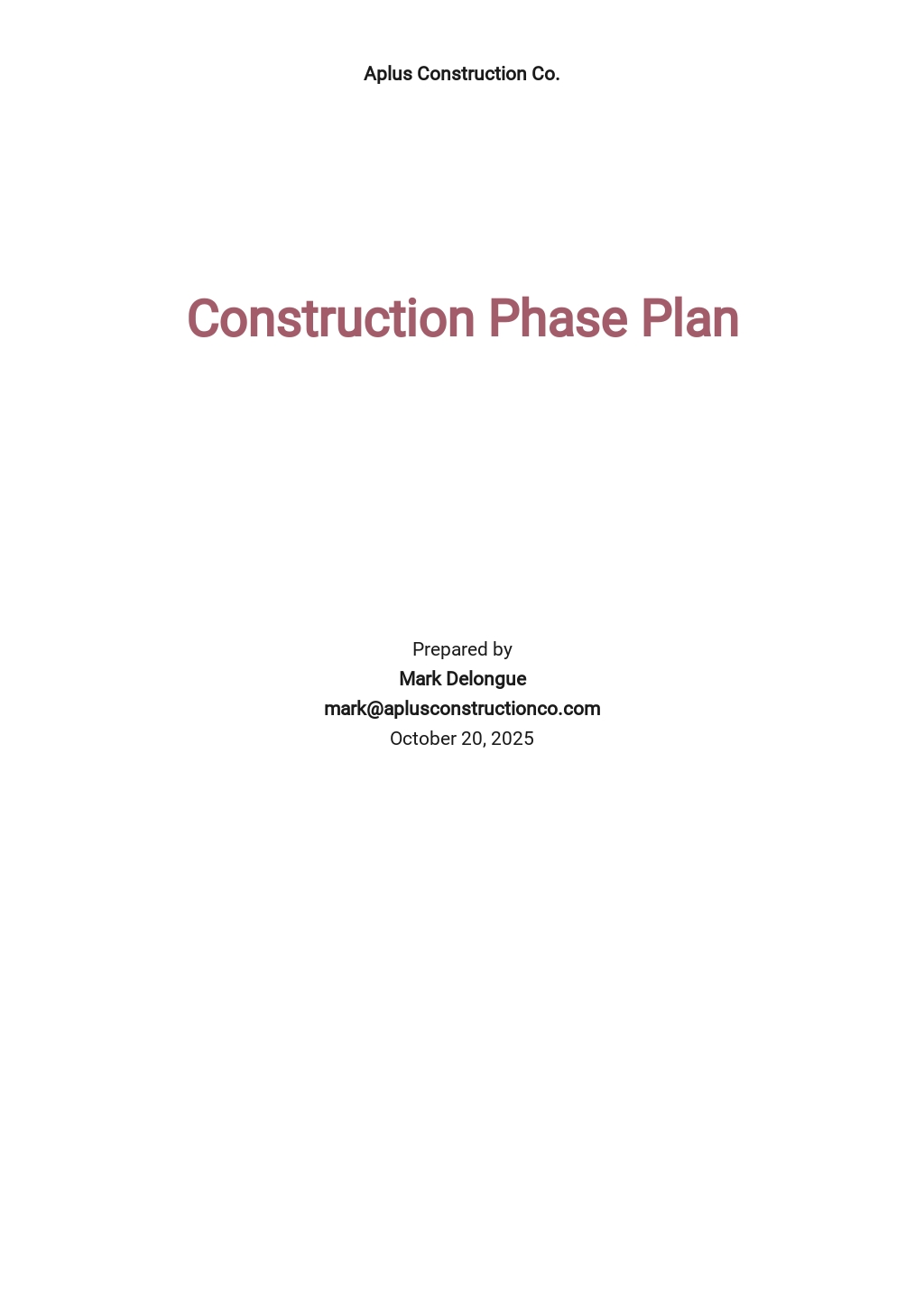 HSE Construction Phase Plan Template