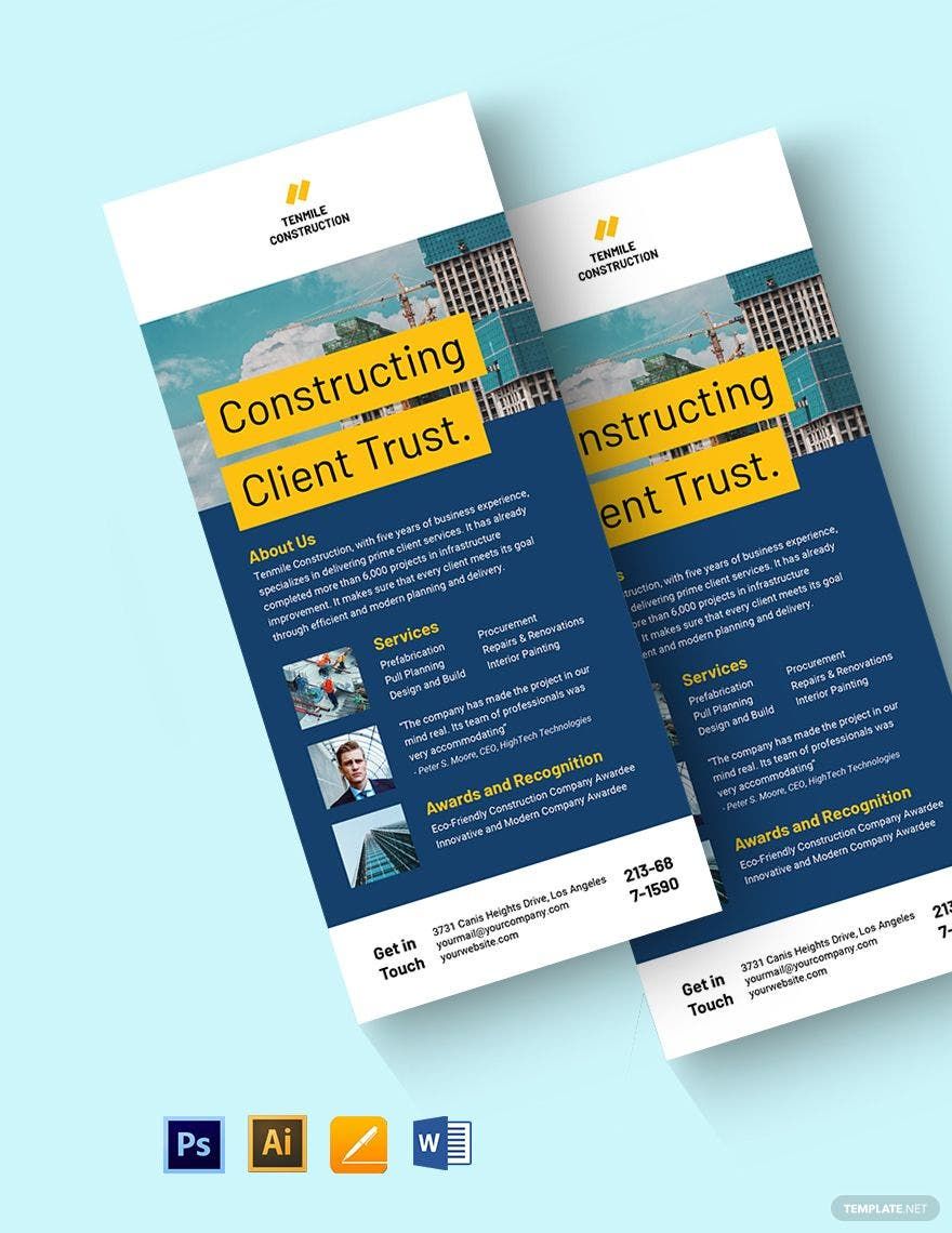 Free Free Simple Building Construction Rack Card Template Illustrator