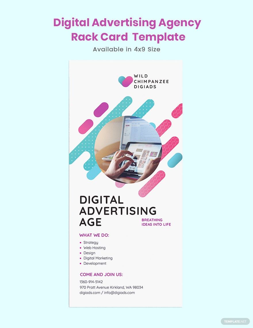 Digital Advertising Agency Rack Card Template in Word, Pages, Publisher