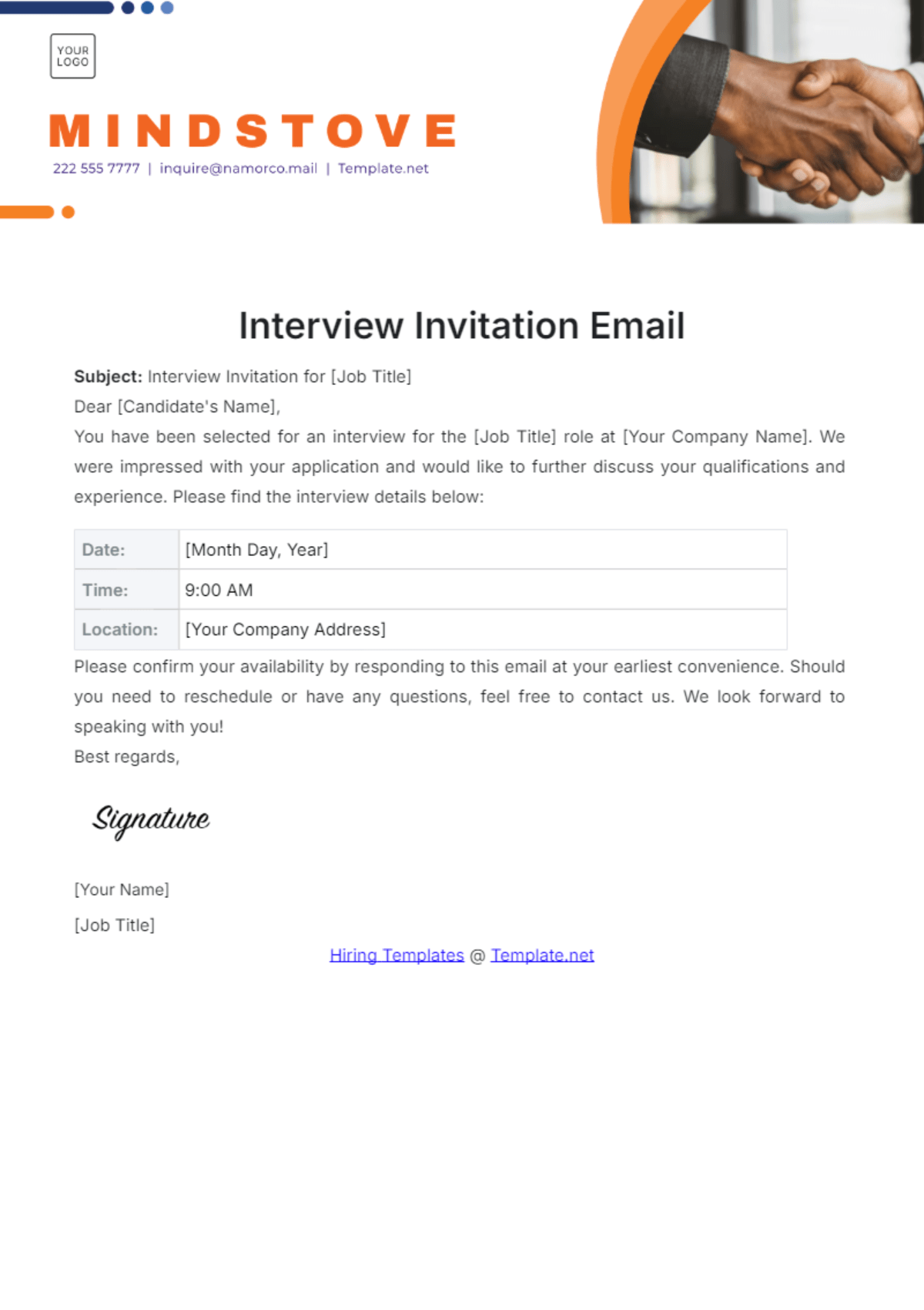Free Interview Invitation Email Template Edit Online & Download