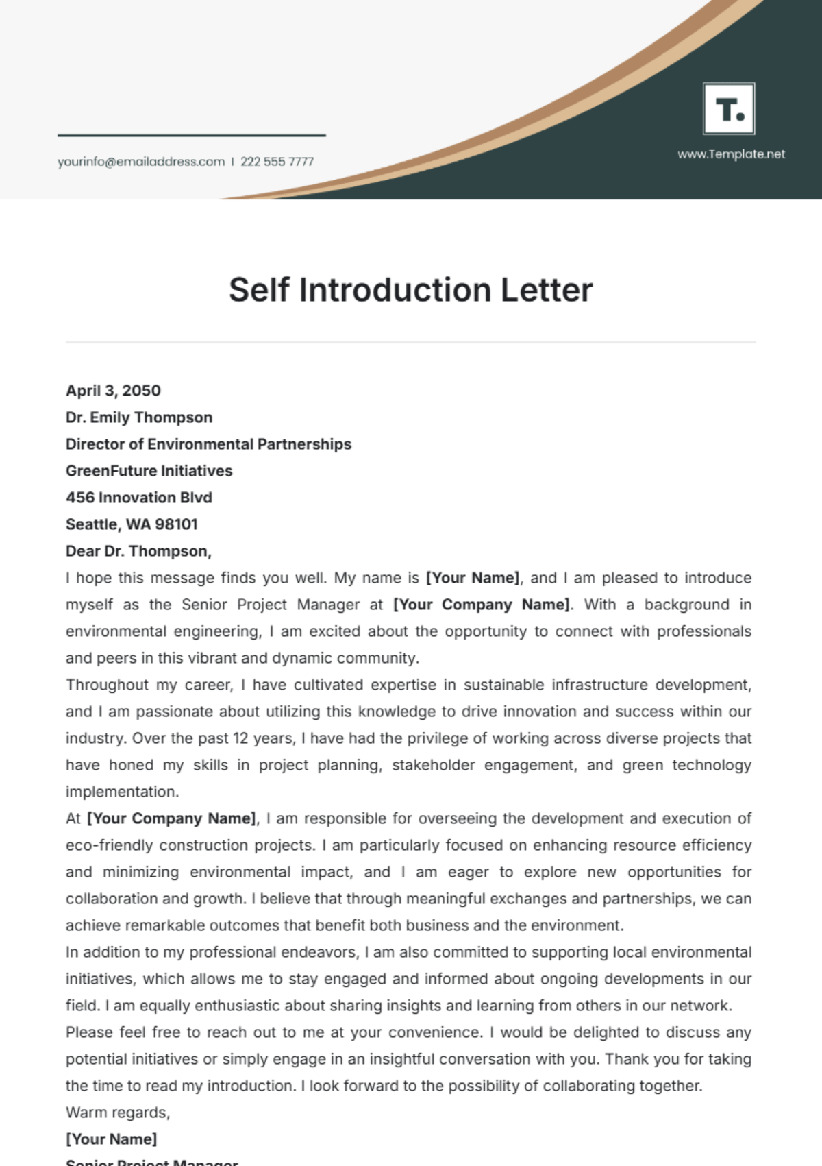 Free Introduction Letter Templates, Editable and Printable(05)