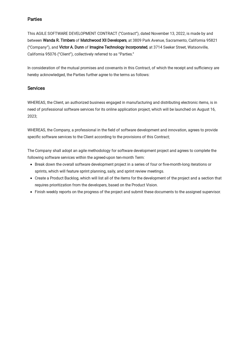 Agile Software Development Contract Template [Free PDF] Word (DOC