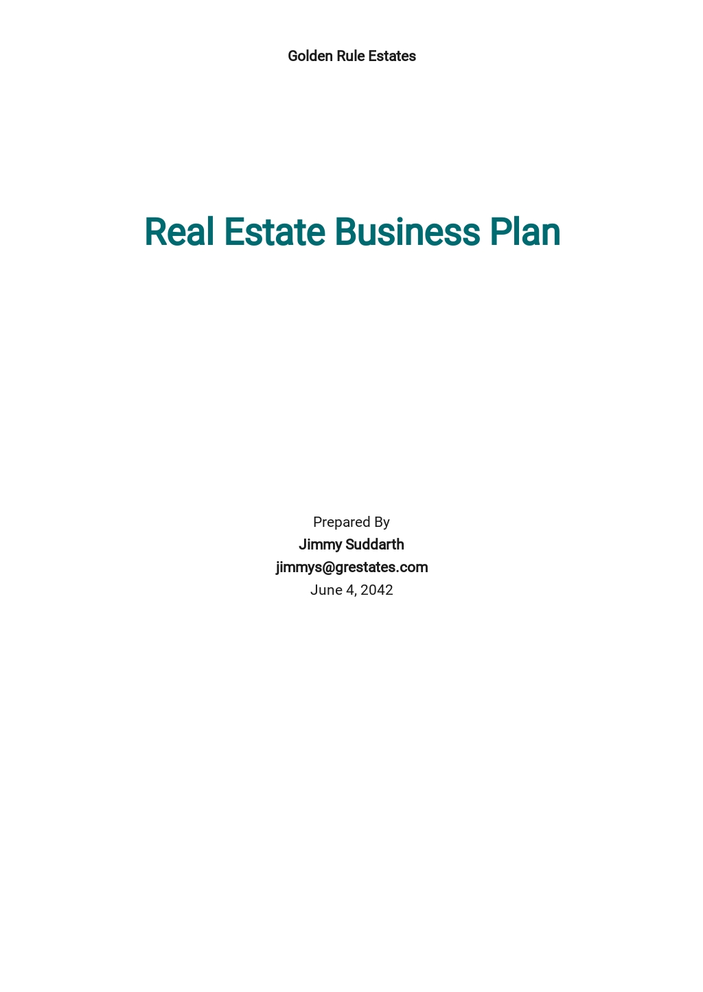 StartUp Real Estate Business Plan Template [Free PDF] Google Docs