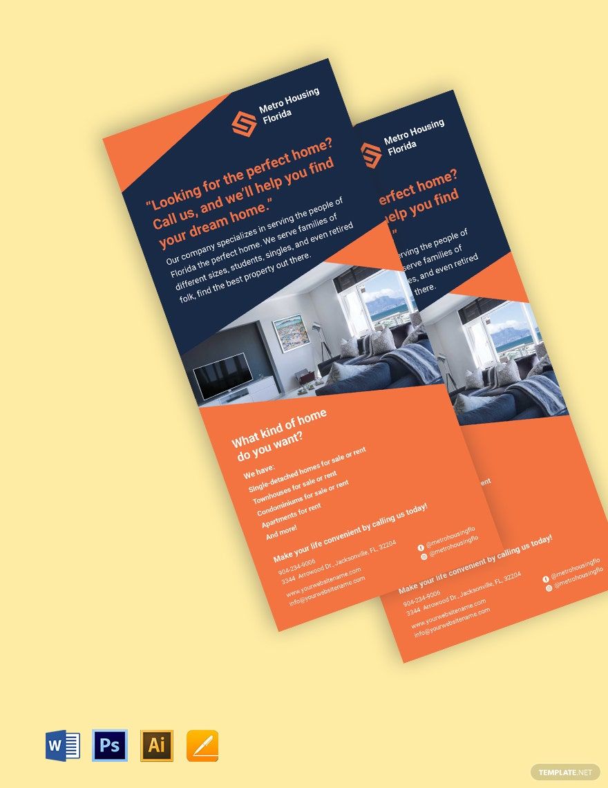 Real Estate Agent Rack Card Template in Illustrator, Word, PSD, Pages