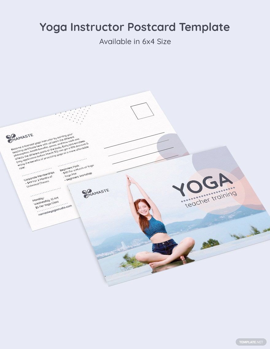 Yoga Instructor Postcard Template in PSD, InDesign, Illustrator