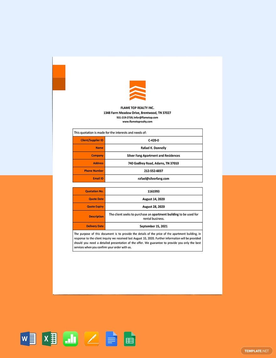 Heavy Equipment Rental Quotation Template in Word, Google Docs, Excel, Google Sheets, PDF