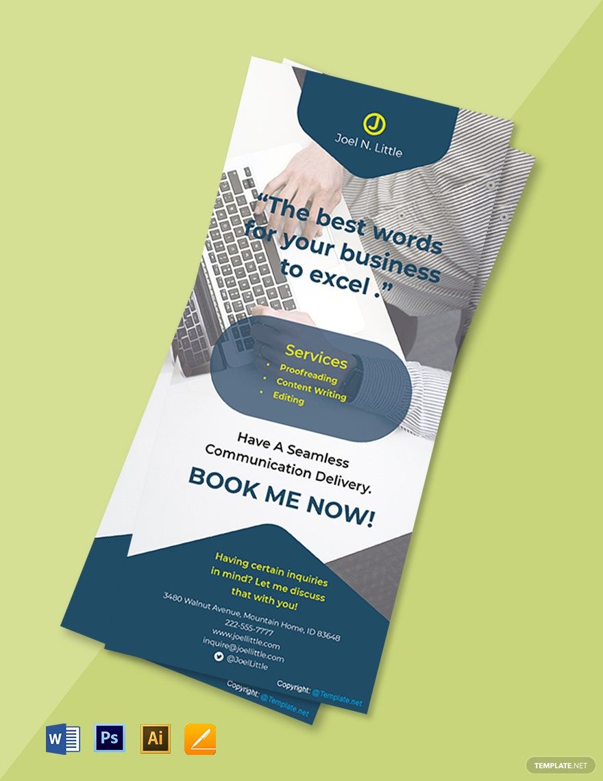 Creative Work From Home Rack Card Template in Word, PSD, Illustrator