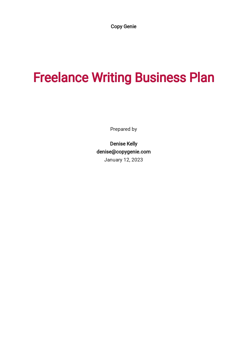 FREE Simple Freelance Business Plan Template Google Docs, Word