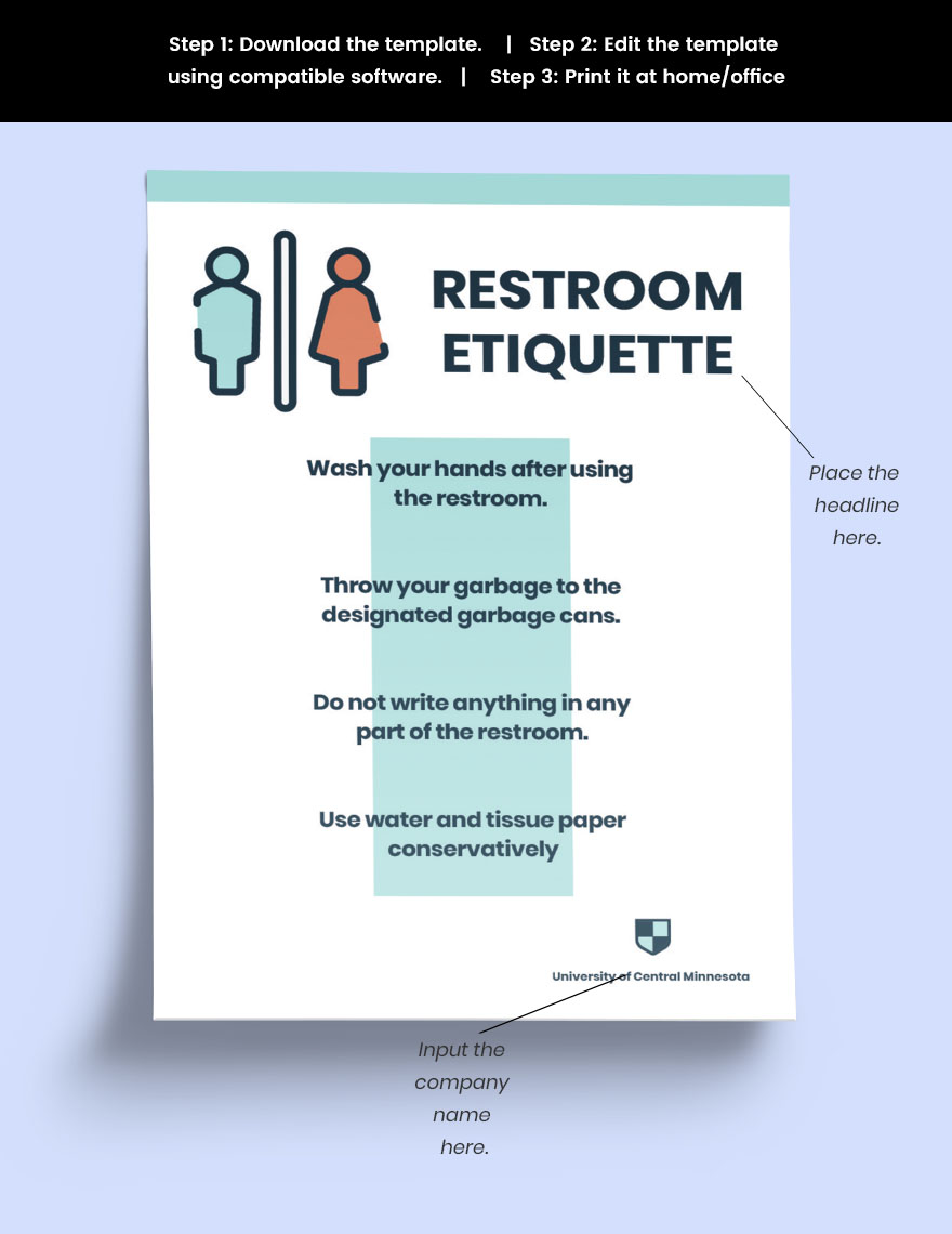 University Restroom Sign Template in Pages, Word, PSD, Illustrator