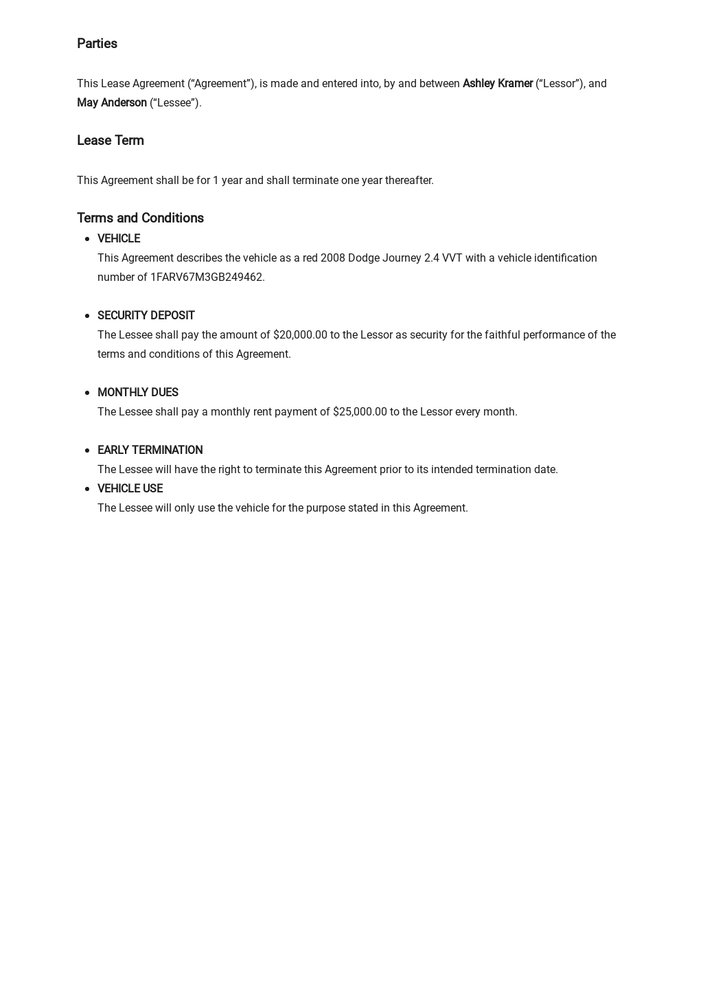 Car Lease Agreement Template [Free PDF] Word (DOC) Apple (MAC
